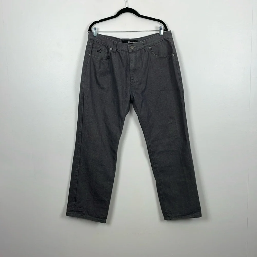 Rocawear Mens 38-32 Wide Leg Baggie Relaxed Fit Y2K Hip Hop 5 Pocket Denim Jeans